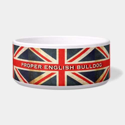 Distressed Union Jack English Bulldog Pet Bowl