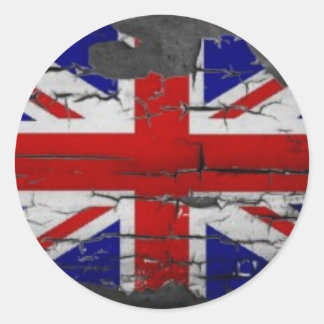 Distressed Union Jack Flag Classic Round Sticker