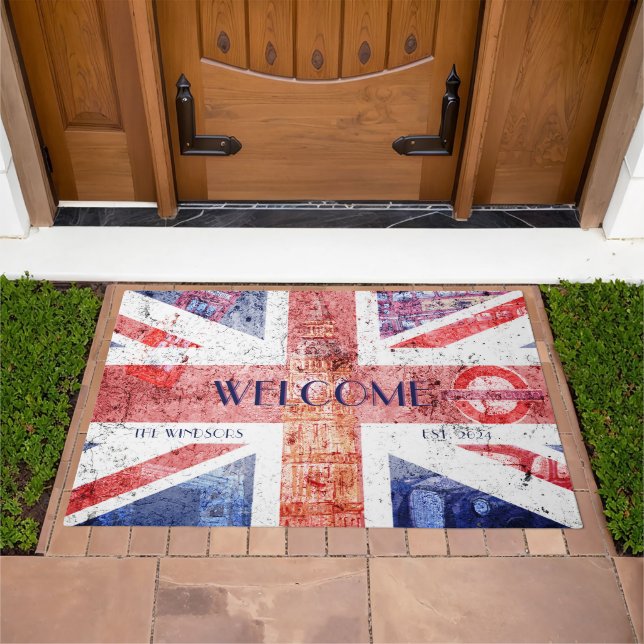 Distressed Union Jack Flag UK Collage Doormat (Outdoor)