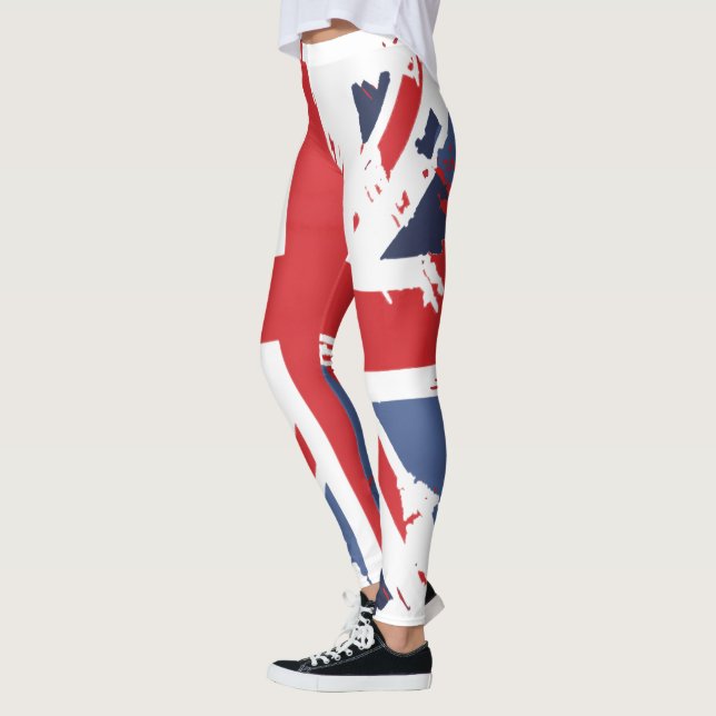 Distressed Union Jack UK Flag Leggings (Left)