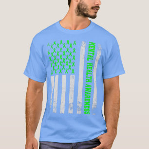 Distressed Us American Flag, Mental Health Awarene T-Shirt