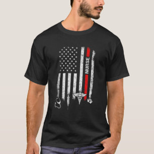 Distressed US American Flag Nurse Stethoscope Nurs T-Shirt