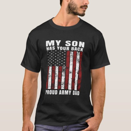 Distressed Usa American Flag Proud Army Dad Hoodie T_Shirt