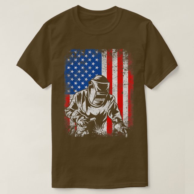 Distressed USA American Flag Welder Welding Men Pa T-Shirt (Design Front)