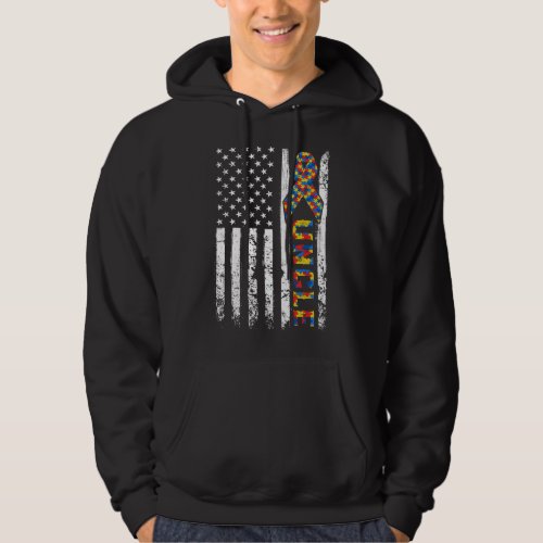 Distressed Usa Flag Autism Uncle Awareness Autisti Hoodie