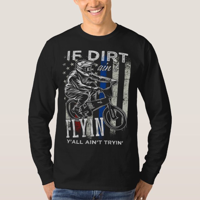 Distressed USA Flag Bike racing Dirt Track Racing T-Shirt (Front)