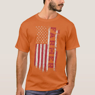 Distressed USA Flag Farmers Patriotic Fourth Of Ju T-Shirt