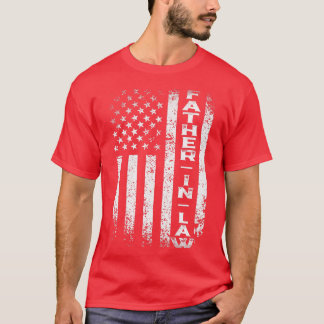 Distressed USA Flag FatherInLaw 4th of July Father T-Shirt