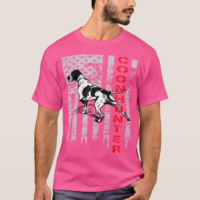 Distressed Usa Flag For Coon Hunters T-Shirt (Front)