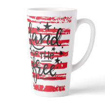 Distressed USA Flag/Land of the Free - Latte Mug