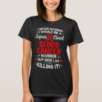 Distressed USA Flag Red Ribbon Fight Blood Cancer  T-Shirt