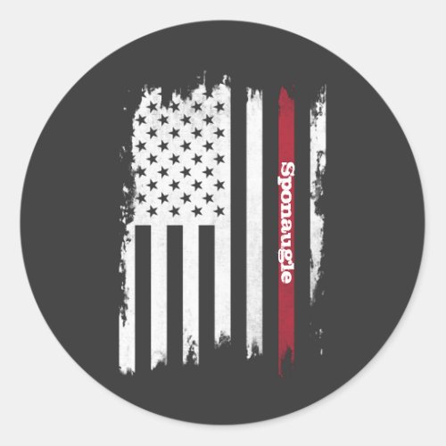 Distressed USA Flag Red Stripe Personalized Name Classic Round Sticker