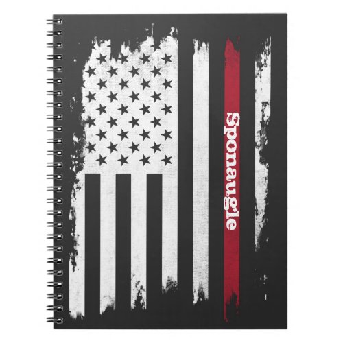 Distressed USA Flag Red Stripe Personalized Name Notebook