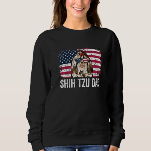 Distressed Usa Flag Shih Tzu Dad Fathers Day Sweatshirt