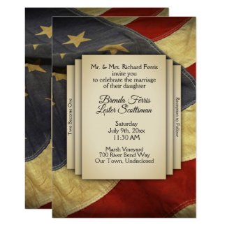 Distressed USA Flag Wedding Invitation