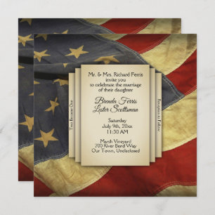 Distressed USA Flag Wedding Invitation