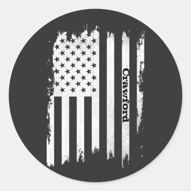 Distressed USA Flag White Stripe Personalized Name Classic Round Sticker (Front)