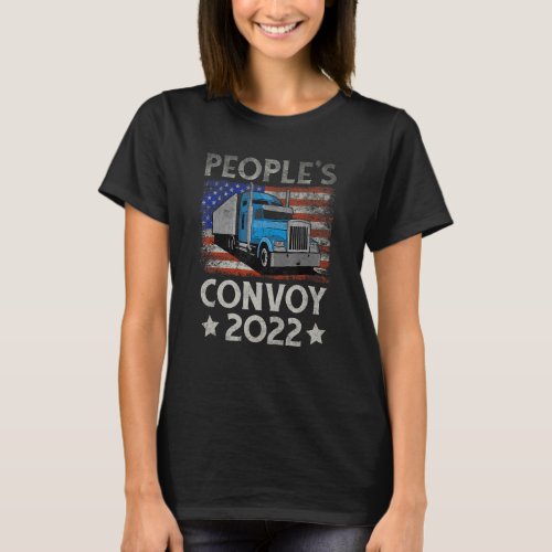Distressed Usa Flagthe Peoples Convoy America Retr T_Shirt