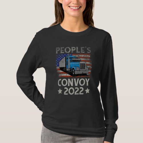 Distressed Usa Flagthe Peoples Convoy America Retr T_Shirt