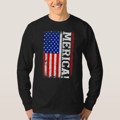 Distressed Usa Patriotic 4th Of July American Flag T_Shirt
