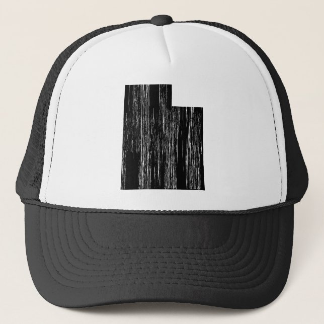 Distressed Utah State Outline Trucker Hat (Front)