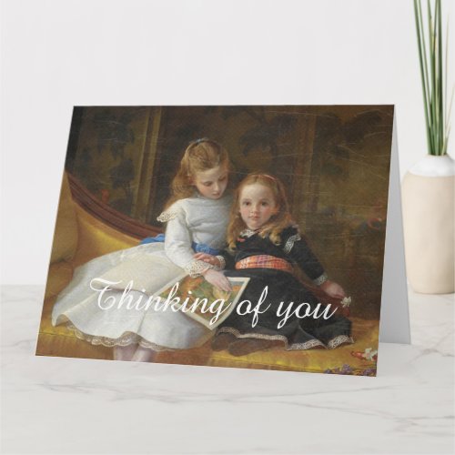 Distressed Victorian Two Young Girls Big Card