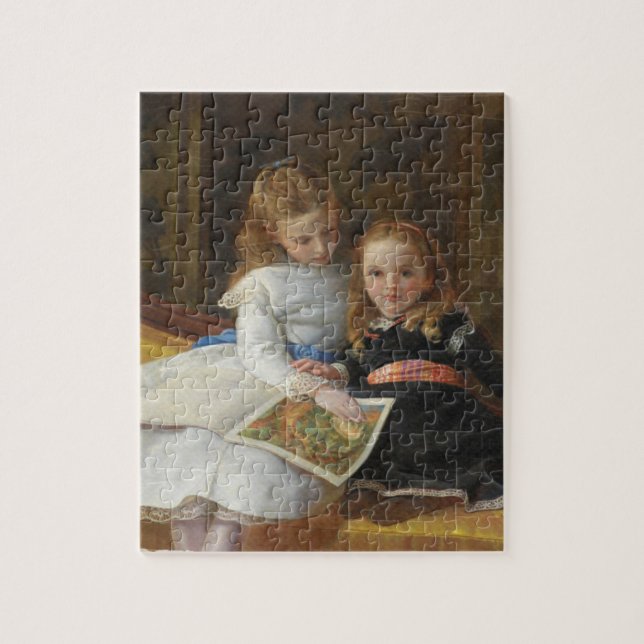 Distressed Victorian Two Young Girls Jigsaw Puzzle (Vertical)