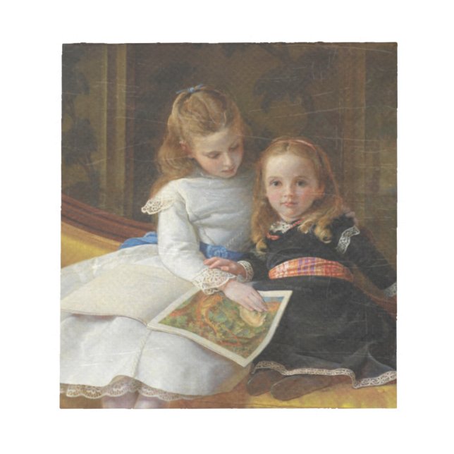 Distressed Victorian Two Young Girls Notepad (Front)