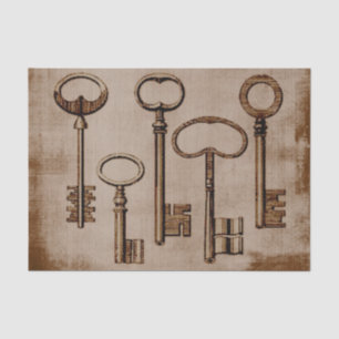 Distressed Victorian Vintage Antique Skeleton Keys Tissue Paper