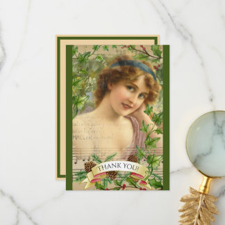 Distressed Victorian Woman in the Garden Thank You Card