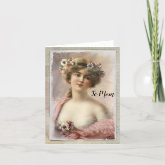 Distressed Victorian Woman w/Flowers on Watercolor Holiday Card