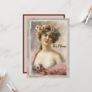 Distressed Victorian Woman Watercolor Mother's Day Invitation