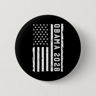 Distressed Vintage America Flag Obama For Presiden Button