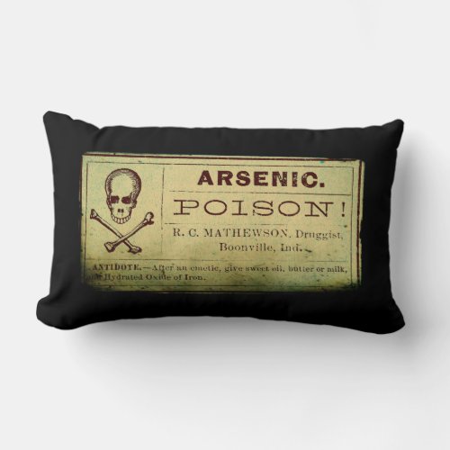 Distressed Vintage Arsenic Label Lumbar Pillow