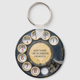 Distressed Vintage Black Rotary Phone Dial Keychain