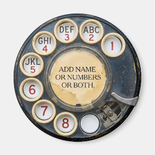 Distressed Vintage Black Rotary Phone Dial Magnet