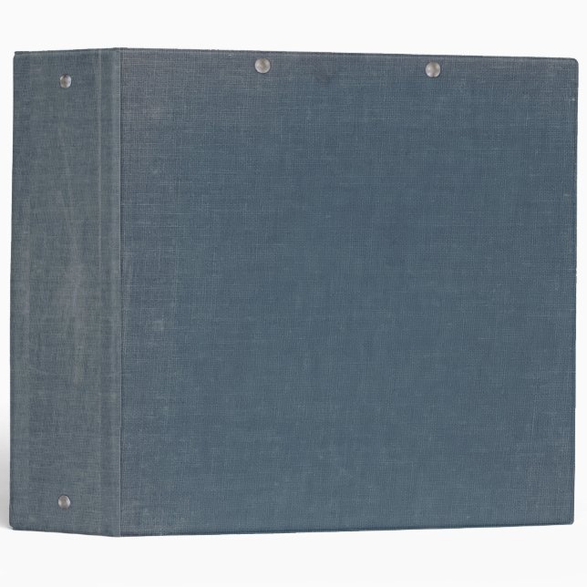 Distressed Vintage Blue Grey Canvas Linen 70s 80s 3 Ring Binder (Front/Spine)