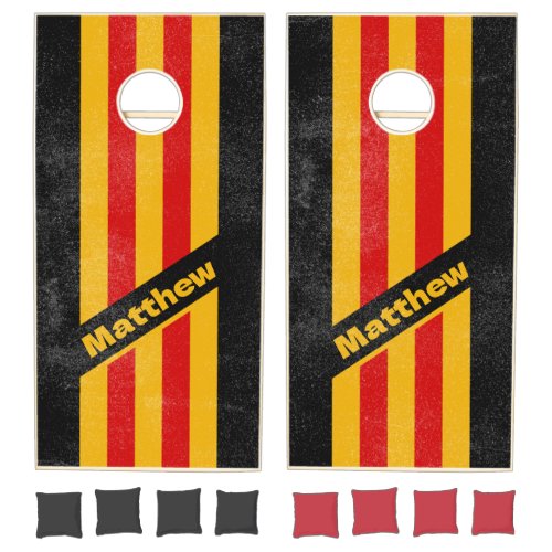 Distressed Vintage Capital City Pin Striped Name Cornhole Set