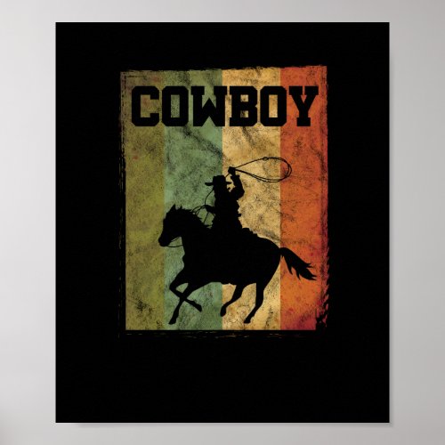 Distressed Vintage Cowboy Rodeo Horse Riding Poster