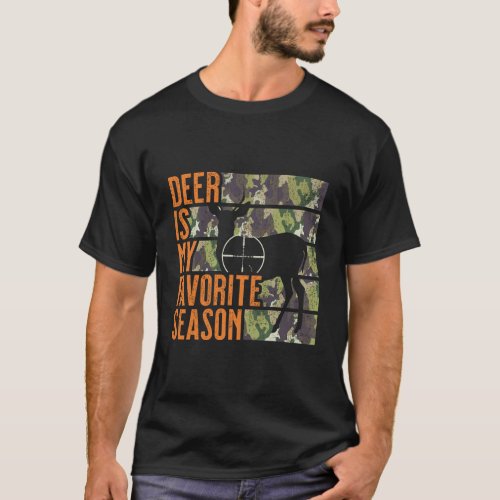 Distressed Vintage Deer Is My Favorite Season Gift T_Shirt