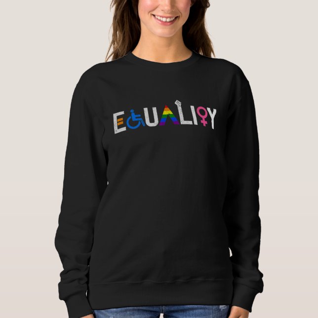 Distressed Vintage Equality Human Rights LGBT Prid Sweatshirt (Front)