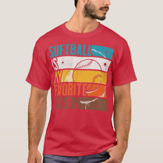Distressed Vintage Girls Softball Is My Favorite S T-Shirt