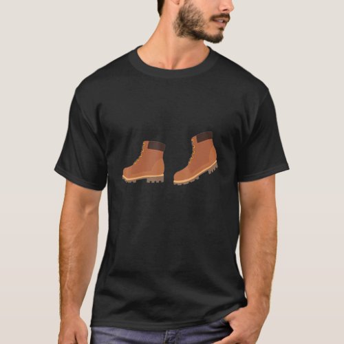 Distressed Vintage Hiking Boot For Camping T_Shirt