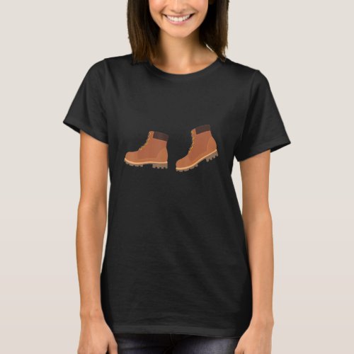 Distressed Vintage Hiking Boot For Camping T_Shirt