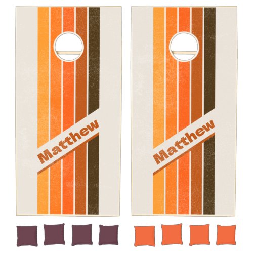 Distressed Vintage Midnight Sunrise Pin Striped Cornhole Set