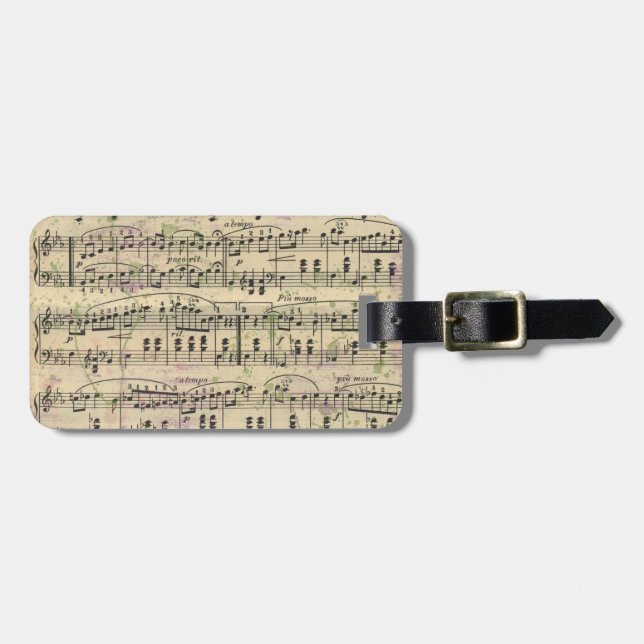 Distressed Vintage Music Luggage Tag (Front Horizontal)