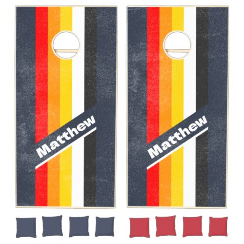 Distressed Vintage Nautical Harbor Pin Striped Cornhole Set