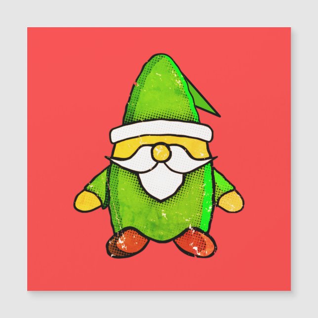 Distressed Vintage Newsprint Green Gnome (Front)