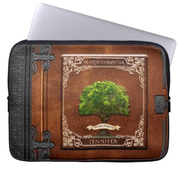 Distressed Vintage Old Leather Book Laptop Sleeve by thetreeoflife at Zazzle