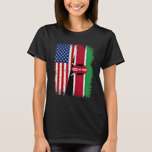 Distressed Vintage Patriotic American Flag  Kenya T_Shirt